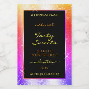 Meerkleurige Sparkle Glitter Lijst Productlabel Voedselcontainer Etiket