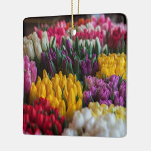 Meerkleurige tulpen keramisch ornament