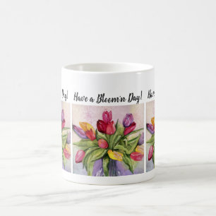 Meerkleurige Tulpen Waterverf Bloemen Koffiemok