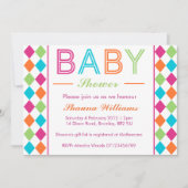 Meerkleurige Uitnodiging van het Baby shower Argyl (Voorkant)