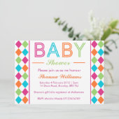 Meerkleurige Uitnodiging van het Baby shower Argyl (Staand voorkant)