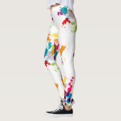 Meerkleurige Verf Splatter op Wit Leggings (Links)