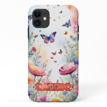 Meerkleurige Vlinder & Bloemen iPhone / iPad hoesj