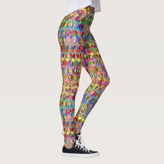 Meerkleurige vredessymbolen patroon leggings (Rechts)