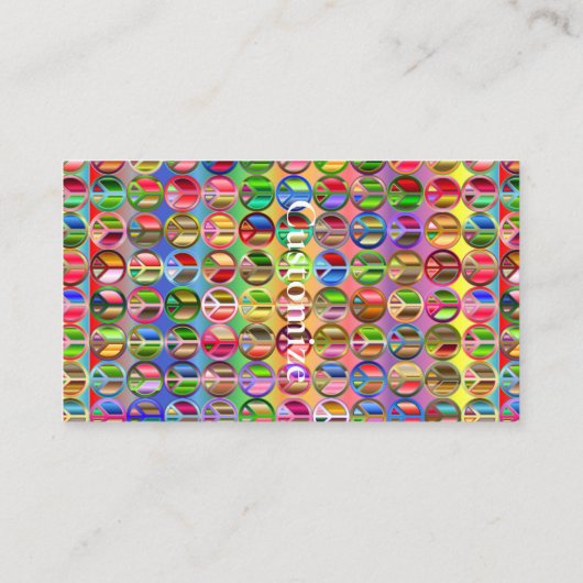 Meerkleurige vredessymbolen patroon visitekaartje (Achterkant)