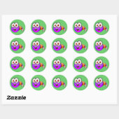 Meerkleurige worm ronde sticker (Vel)