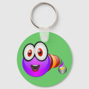 Meerkleurige worm sleutelhanger