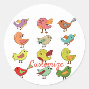 Meerkleurige zangvogels Thunder_Cove Ronde Sticker