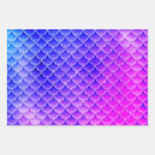 Meerkleurige zeemeerminnen met glitter-cadeautjes inpakpapier vel