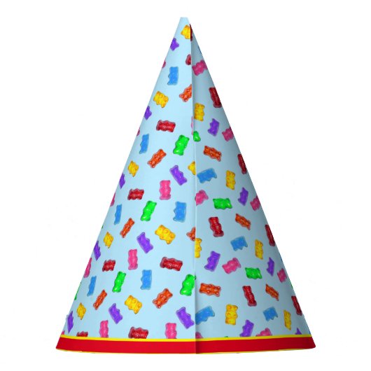 Meerkleurige zoete beren van zaterdag feesthoedjes (Achterkant)