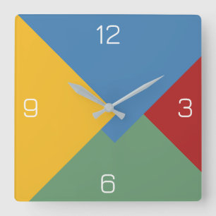 Meerlagig massief veel kleuren geometrisch ontwerp vierkante klok