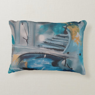Meerlandschap Abstract Teal & Oker Accent Kussen