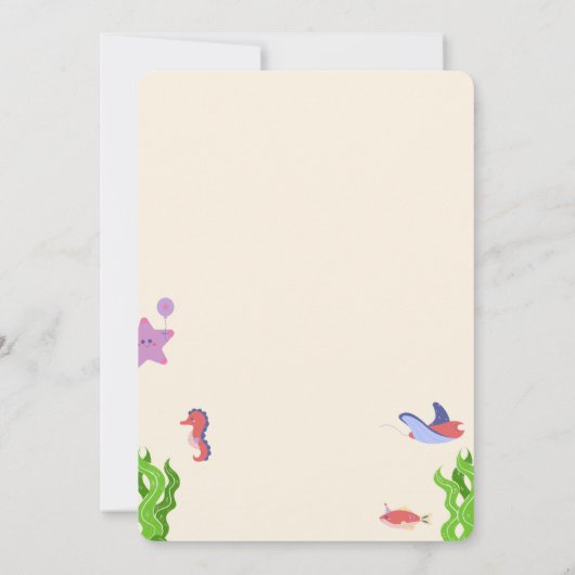 Meermaid Birthday Party Invitation, Zee Kaart (Achterkant)