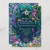 Meermaid Birthday Party Kaart (Voorkant / Achterkant)