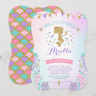 Meermaid Birthday-uitnodiging onder de Zee partij Kaart