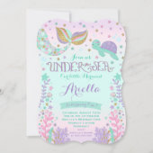 Meermaid Birthday-uitnodiging onder de Zee partij Kaart (Voorkant)