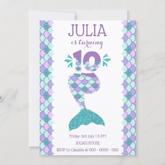 Meermaid Birthday-uitnodiging onder de Zee partij Kaart