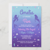 Meermaid themed verjaardagsfeest uitnodiging (Voorkant)