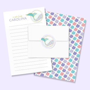 Meermin Gelinieerd Meisjes Brief Schrijf Papierwar