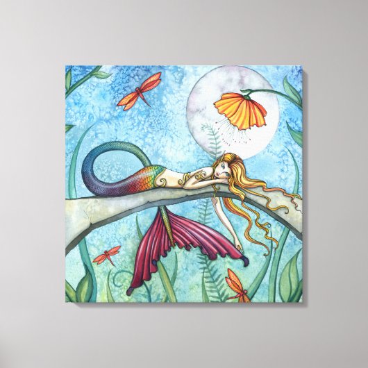 Meermin Kunst 'Beneden bij de vijver' door Molly H Canvas Afdruk (Voorkant)