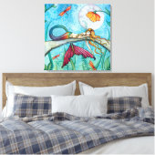 Meermin Kunst 'Beneden bij de vijver' door Molly H Canvas Afdruk (Insitu (Slaapkamer))