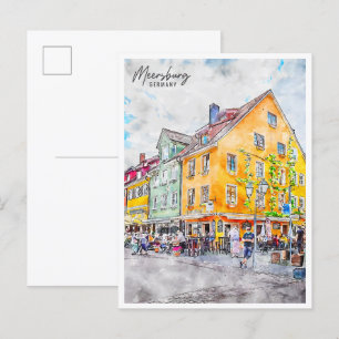 Meersburg Duitsland vintage reizen waterverf Briefkaart