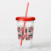 Meertalig bedankt Typografie Red Black Acryl Drinkbeker (Achterkant)