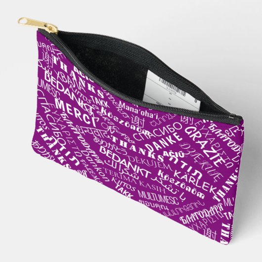 Meertalig dank u tekst aangepaste kleur etui (Open)