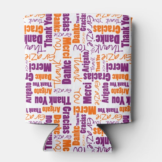 Meertalig Paars Sinaasappel Dank u wel Typografie Blikjeskoeler (Achterkant)