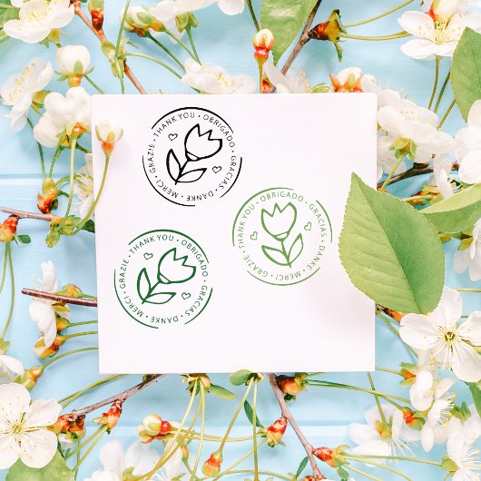 Meertalige bedankt, kleine zakelijke kutser rubberstempel