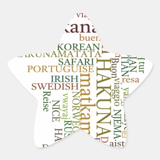 Meertalige Hakuna Matata Global Word Cloud Art Ster Sticker (Voorkant)