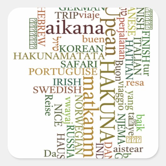 Meertalige Hakuna Matata Global Word Cloud Art Vierkante Sticker (Voorkant)