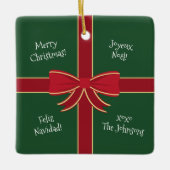 Meertalige kerst rood en groen keramisch ornament (Voorkant)