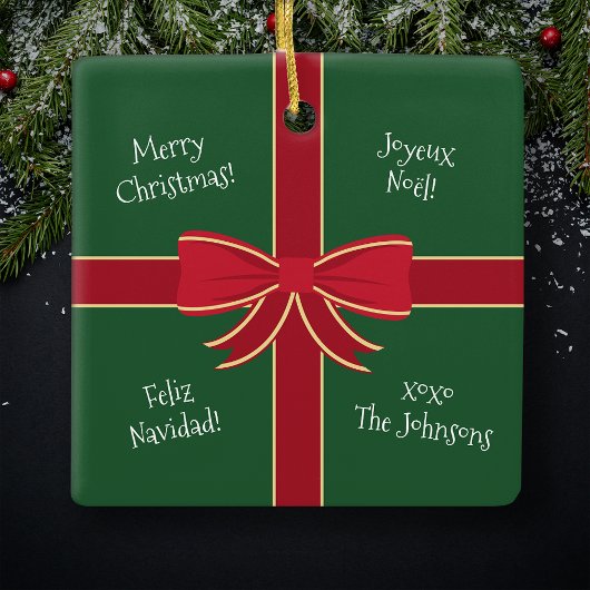 Meertalige kerst rood en groen keramisch ornament