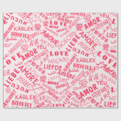 Meertalige Liefde Tekst Verpakking Papier Aangepas (Vlak)