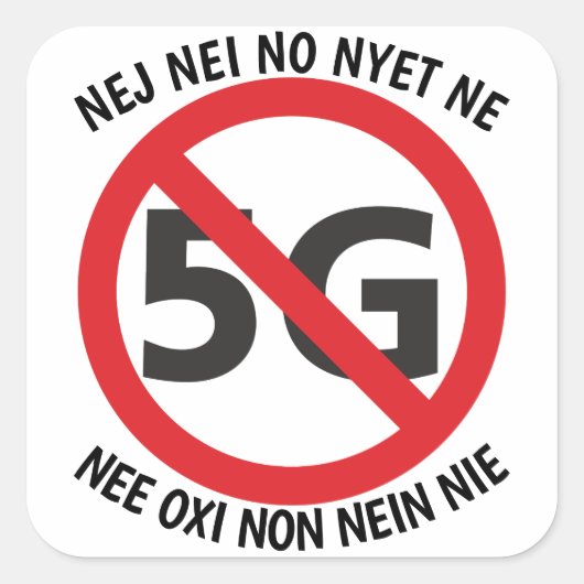 Meertalige No to 5G sticker (Voorkant)