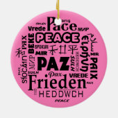 Meertalige vrede Kerstdecoratie roze 3 Keramisch Ornament (Achterkant)