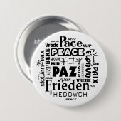 Meertalige vredesbadge ronde button 7,6 cm (Voorkant /achterkant)