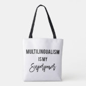 Meertaligheid is mijn Superpower Polyglot Canvas t Draagtas (Achterkant)