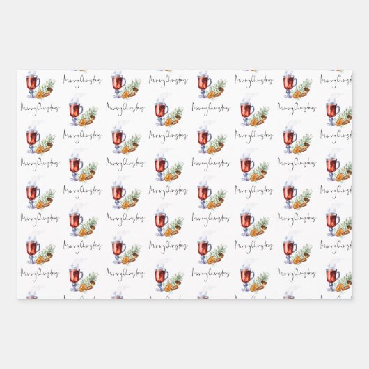 Meervoudig Wijnpatroon, kerstscript Inpakpapier Vel (Voorkant)