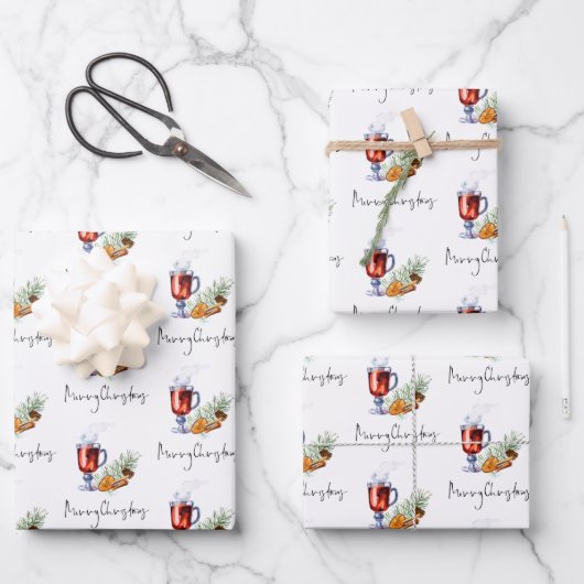 Meervoudig Wijnpatroon, kerstscript Inpakpapier Vel (Voorkant)