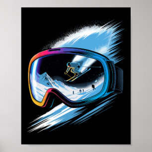 Meervoudige Belichtingskunst Skiën Berg Ski Sneeuw Poster