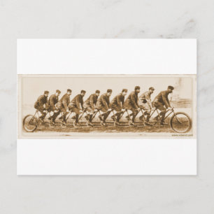 meervoudige Tandem Bicycle oude foto Briefkaart