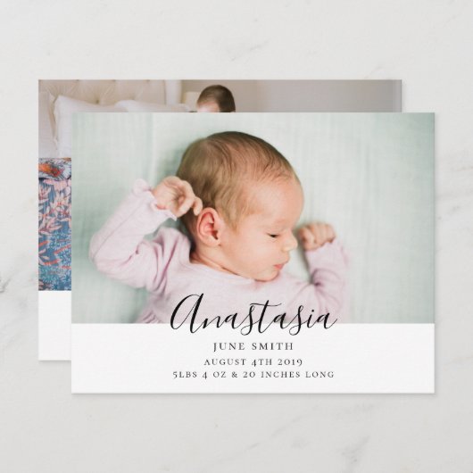 meerzijdige geboorteaankondiging dubbelzijdige kaa aankondiging (Voorkant / Achterkant)