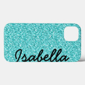 MEEST BLAUWGROEN GLITTER MET PERSONALIZEN Case-Mate iPhone CASE (Achterkant (horizontaal))