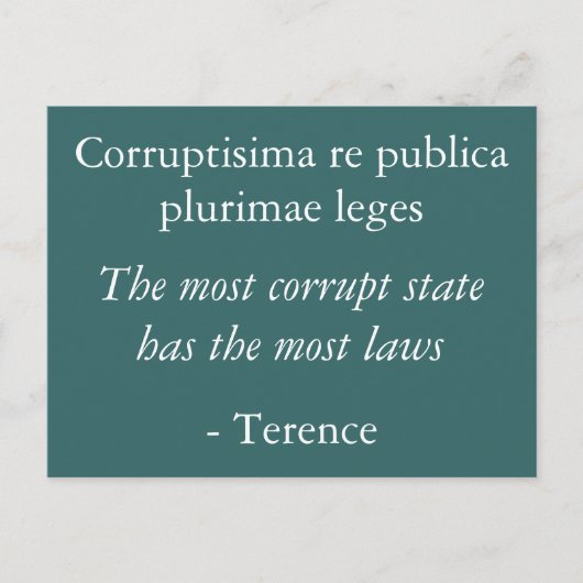 Meest corrupte staat - Terence quote Briefkaart (Voorkant)