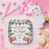 Meest eenDerful | Sneeuwman Kerstmis 1e Verjaardag Papieren Bordje (Feest)