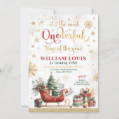 Meest eenDerful Time Christmas Sleigh 1e Verjaarda Kaart (Voorkant)