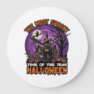 Meest Griezelige Halloween Spokenhuis Heks Pompoen Grote Klok