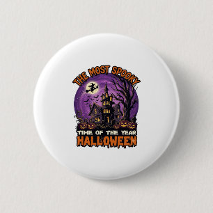 Meest Griezelige Halloween Spokenhuis Heks Pompoen Ronde Button 5,7 Cm